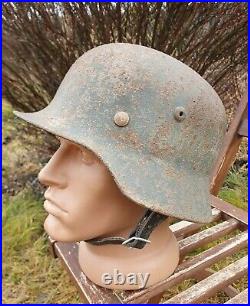 Original German Helmet M35 Relic of Battlefield WW2 World War 2 Number Q64