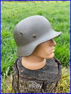 Original German Helmet M40 / 62 Relic of Battlefield WW2 Number ET62 Decal Original German Helmet M40 / 62 Relic of Battlefield WW2 Number ET62 Decal