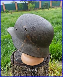 Original German Helmet M40 / 62 Relic of Battlefield WW2 Number ET62 Decal Original German Helmet M40 / 62 Relic of Battlefield WW2 Number ET62 Decal