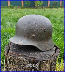 Original German Helmet M40 / 62 Relic of Battlefield WW2 Number ET62 Decal Original German Helmet M40 / 62 Relic of Battlefield WW2 Number ET62 Decal