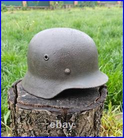 Original German Helmet M40 / 62 Relic of Battlefield WW2 Number ET62 Decal Original German Helmet M40 / 62 Relic of Battlefield WW2 Number ET62 Decal