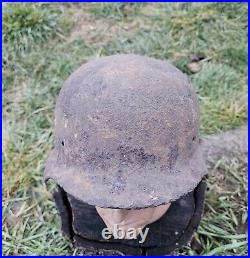 Original German Helmet M40 / 62 Relic of Battlefield WW2 Small Size Rare