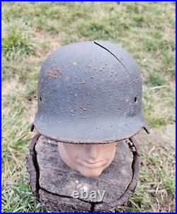 Original German Helmet M40 / 64 Relic Battlefield WW2 Number ET64 Named Hofmann