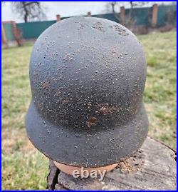 Original German Helmet M40 / 64 Relic Battlefield WW2 Number ET64 Named Hofmann