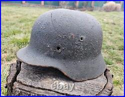 Original German Helmet M40 / 64 Relic Battlefield WW2 Number ET64 Named Hofmann