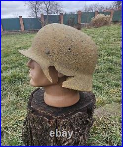 Original German Helmet M40 / 66 Headshot Damages Relic of Battlefield WW2