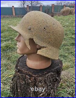 Original German Helmet M40 / 66 Headshot Damages Relic of Battlefield WW2