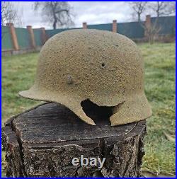 Original German Helmet M40 / 66 Headshot Damages Relic of Battlefield WW2