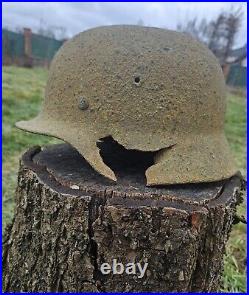 Original German Helmet M40 / 66 Headshot Damages Relic of Battlefield WW2