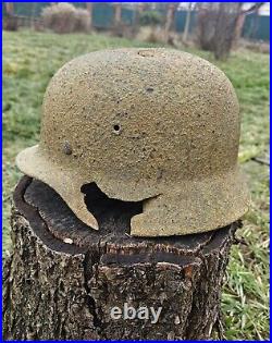 Original German Helmet M40 / 66 Headshot Damages Relic of Battlefield WW2