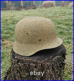 Original German Helmet M40 / 66 Headshot Damages Relic of Battlefield WW2