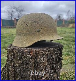 Original German Helmet M40 / 66 Headshot Damages Relic of Battlefield WW2