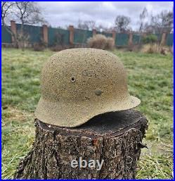 Original German Helmet M40 / 66 Headshot Damages Relic of Battlefield WW2