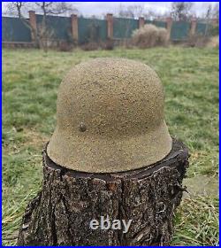 Original German Helmet M40 / 66 Headshot Damages Relic of Battlefield WW2