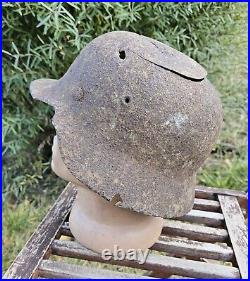 Original German Helmet M40 Headshot Damage Relic of Battlefield WW2 World War 2