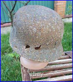 Original German Helmet M40 Relic of Battlefield WW2 World War 2 Damage