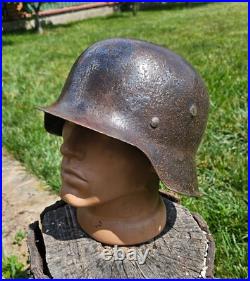 Original German Helmet M42 / 64 Relic of Battlefield From East Front WW2 Original German Helmet M42 / 64 Relic of Battlefield From East Front WW2