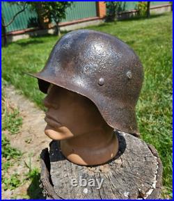 Original German Helmet M42 / 64 Relic of Battlefield From East Front WW2 Original German Helmet M42 / 64 Relic of Battlefield From East Front WW2