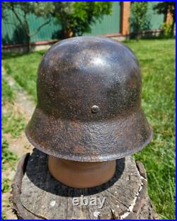 Original German Helmet M42 / 64 Relic of Battlefield From East Front WW2 Original German Helmet M42 / 64 Relic of Battlefield From East Front WW2