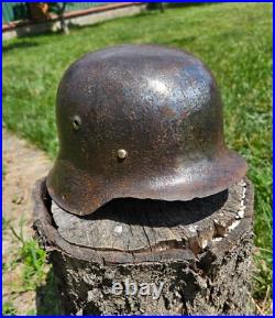 Original German Helmet M42 / 64 Relic of Battlefield From East Front WW2 Original German Helmet M42 / 64 Relic of Battlefield From East Front WW2
