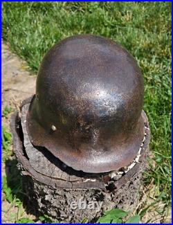 Original German Helmet M42 / 64 Relic of Battlefield From East Front WW2 Original German Helmet M42 / 64 Relic of Battlefield From East Front WW2