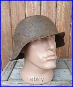 Original German Helmet M42 Damage Relic of Battlefield WW2 World War 2 Size 62