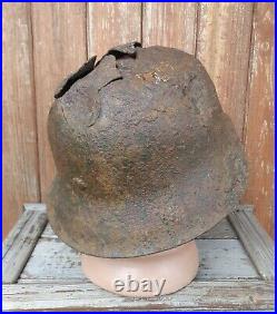 Original German Helmet M42 Damage Relic of Battlefield WW2 World War 2 Size 62