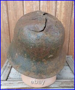 Original German Helmet M42 Damage Relic of Battlefield WW2 World War 2 Size 62