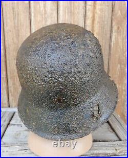 Original German Helmet M42 Headshot Damages Decal Number Relic Battlefield WW2