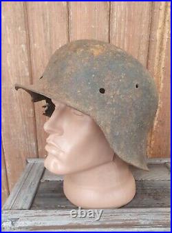 Original German Helmet M42 Relic of Battlefield Artillery Damage World War 2