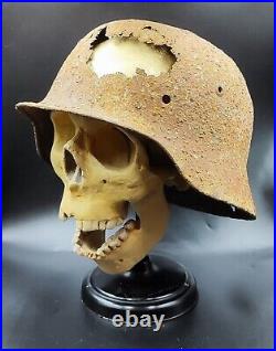 Original German M42 Helmet with Damage WWII Battlefield Relic