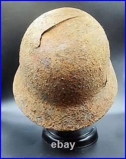 Original German M42 Helmet with Damage WWII Battlefield Relic