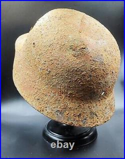 Original German M42 Helmet with Damage WWII Battlefield Relic