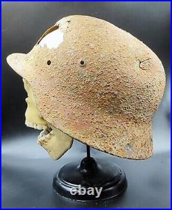 Original German M42 Helmet with Damage WWII Battlefield Relic