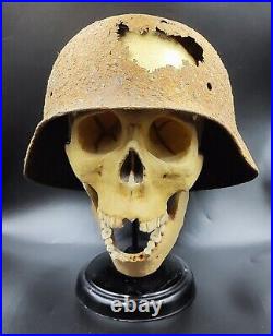 Original German M42 Helmet with Damage WWII Battlefield Relic