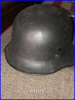 Original German Police Firefighting Helmet WW2 WW II Feuerwehr M1934 Estate Find