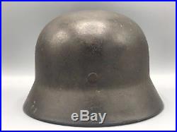 Original German WW2 M40 Semi Camo Helmet WWII Army Bringback Whitewash Chinstrap