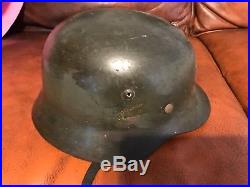 Original German WW2 M42 Helmet Polish name Rare and Good Condition