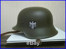 Original German WW2 Steel Helmet M42 Restored Leather Band $700