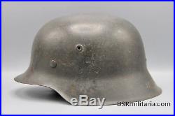 Original German WWII EX Whitewash Camp ND M42 Helmet with Liner WW2