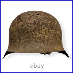 Original German WWII M42 Helmet with Bullet Hole Damage