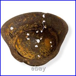 Original German WWII M42 Helmet with Bullet Hole Damage