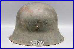 Original German WWII M42 No Decal Helmet Complete with Foliage Inside