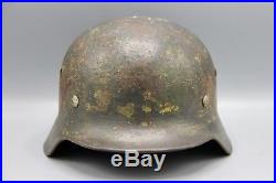 Original German WWII Named Splotched Camouflaged Heer Helmet