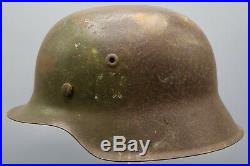 Original German WWII Tri Color Normandy Camo M42 Helmet