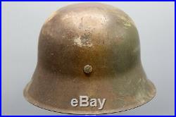 Original German WWII Tri Color Normandy Camo M42 Helmet