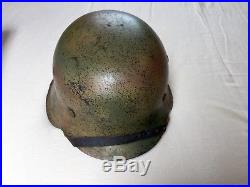 Original German Wwii M42 Single Decal Normandy Pattern Camouflage Helmet