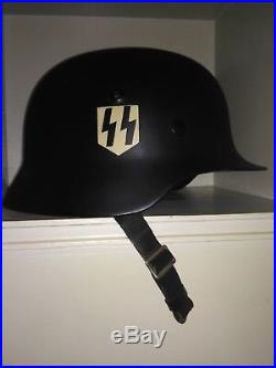 Original Military WWII M35 Q64 German Waffen SS War Helmet. Fully Restored