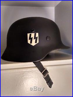Original Military WWII M35 Q64 German Waffen SS War Helmet. Fully Restored