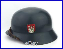 Original Post War Hamburg Police German Steel Helmet double decal Stahlhelm